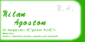 milan agoston business card